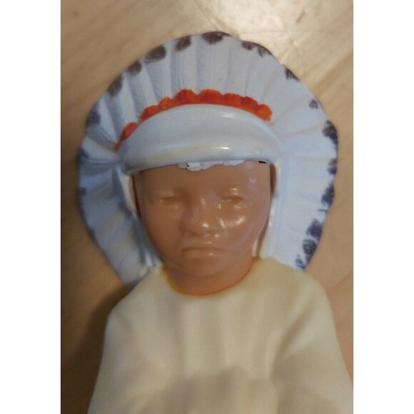 Vintage celluloid Plastic 6" Native American Indian Chief Toy Figurine - Picture 5 of 5